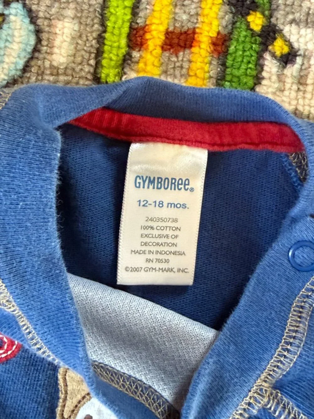 2007 Gymboree Blue Dog Baseball Champ One Piece Baby Toddler Size 12-18M